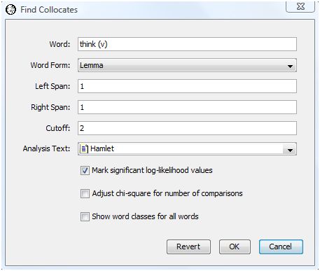 Find Collocates Dialog