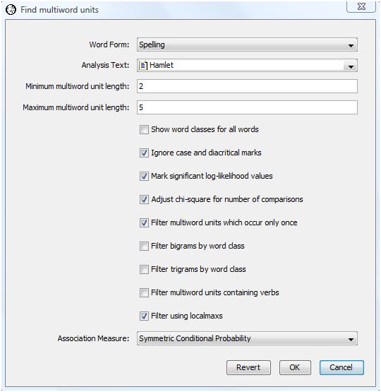 Find Multiword Units Dialog