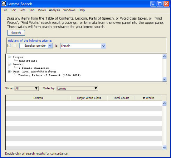 Lemma Search window